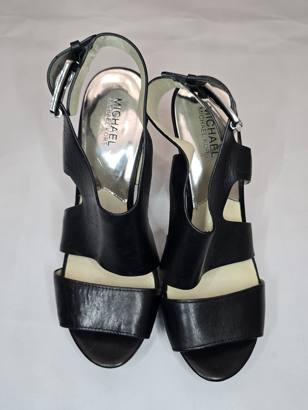Michael Kors Black Leather Slingback Sandals